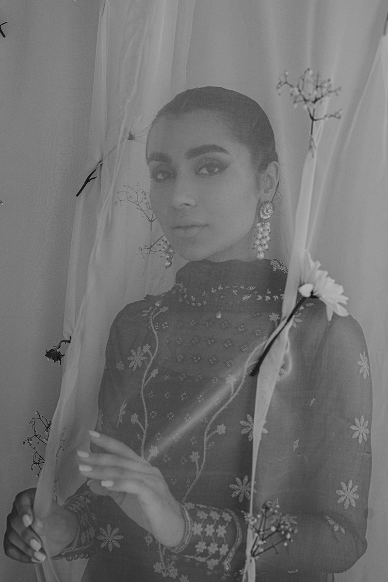 EMERALD CEYLON-4PC ORGANZA EMBROIDERED SUIT