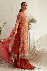 CRIMSON RUBY-4PC CHIFFON EMBROIDERED SUIT