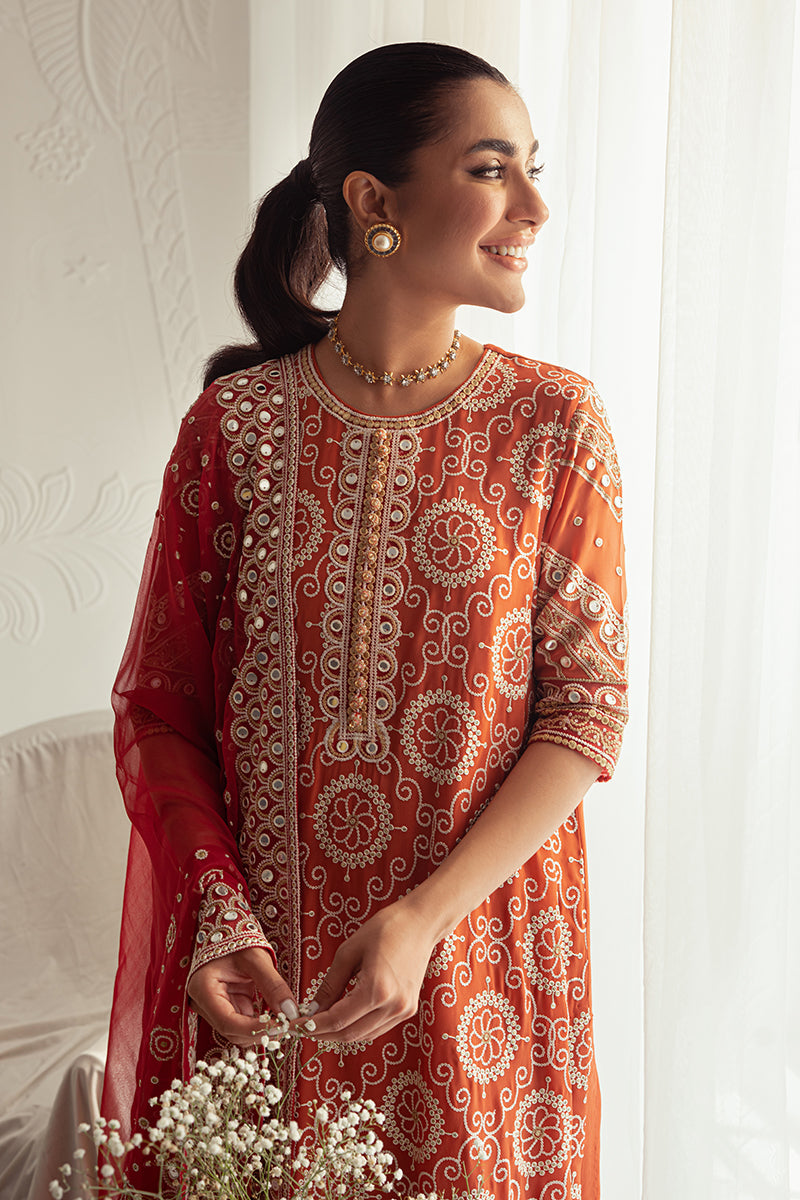 CRIMSON RUBY-4PC CHIFFON EMBROIDERED SUIT