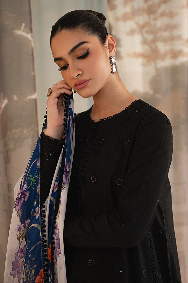 DARK FLORET-3PC LAWN EMBROIDERED SUIT