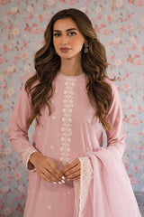 ICY PINK-3PC EMBROIDERED LAWN SUIT