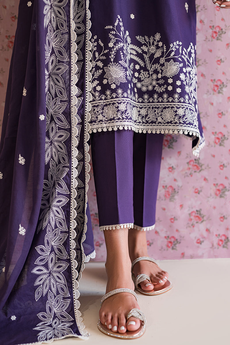 PARACHUTE PURPLE-3PC EMBROIDERED LAWN SUIT