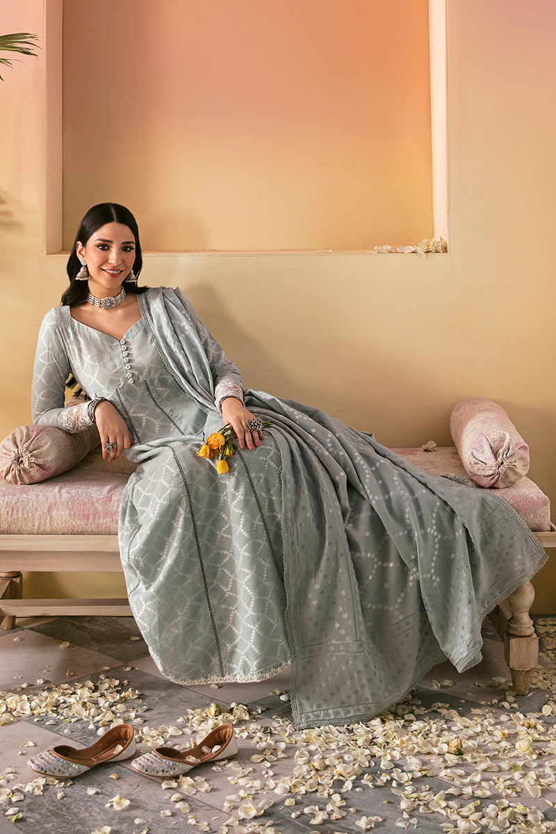 DUSTY AQUA-3PC COTTON JACQUARD SUIT