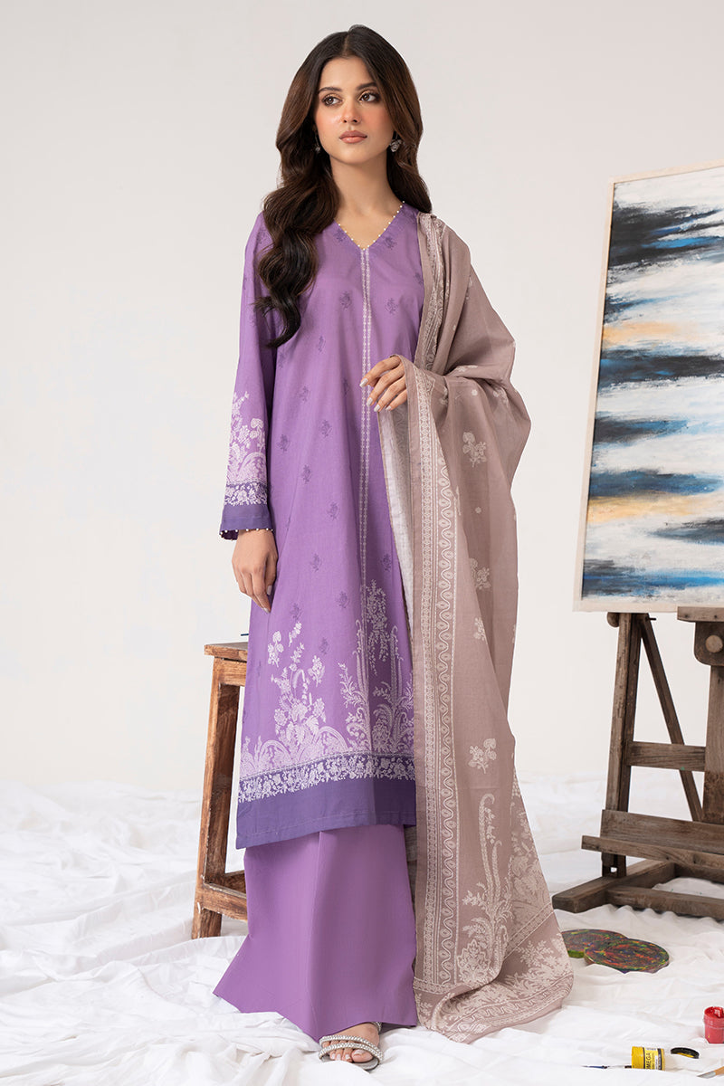 MAUVE GLINT-3PC PRINTED LAWN SUIT