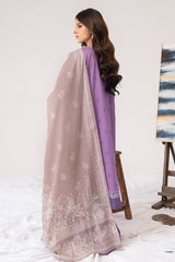 MAUVE GLINT-3PC PRINTED LAWN SUIT