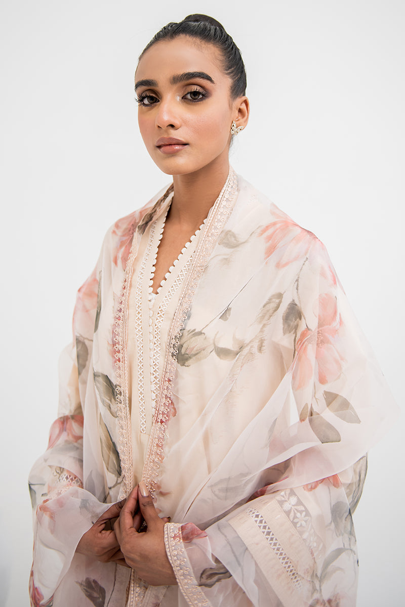 PEACH FLORISTA-2 PIECE CAMBRIC EMBROIDERED SUIT