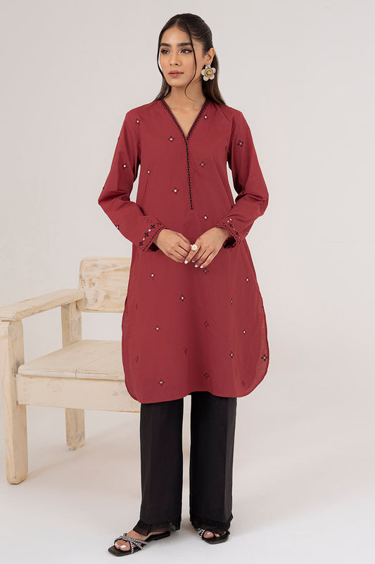 VERMILLION LAWN EMBROIDERED SHIRT