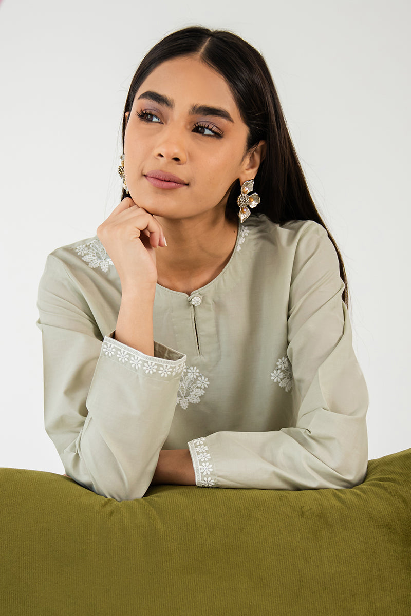 ASHGRAY EMBROIDERED SHIRT