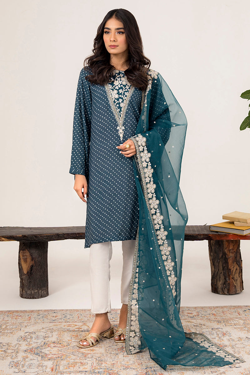MOASIC BLUE-2PC (SHIRT & DUPATTA)