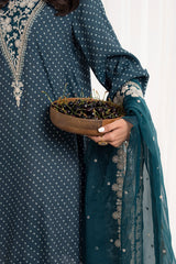 MOASIC BLUE-2PC (SHIRT & DUPATTA)