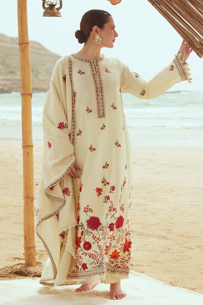 CREWEL CREAM-3PC (SHIRT, DUPATTA & TROUSER)