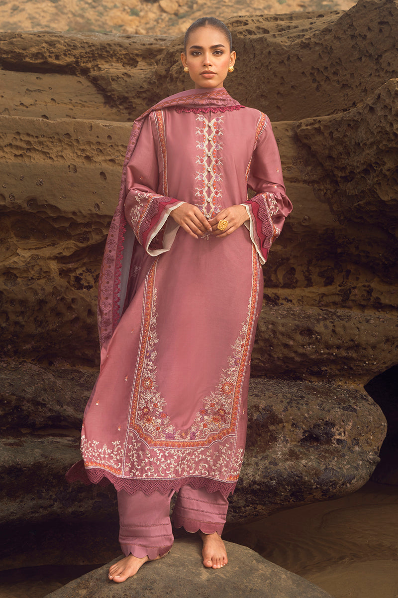 ELINOR BLAZE-3PC SATIN EMBROIDERED SUIT
