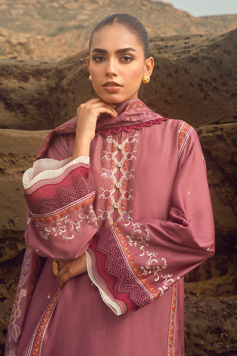 ELINOR BLAZE-3PC SATIN EMBROIDERED SUIT