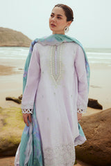 LAVENDER DUST-3PC SATIN EMBROIDERED SUIT