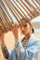 CERULEAN SERE-3PC SATIN PRINTED SUIT