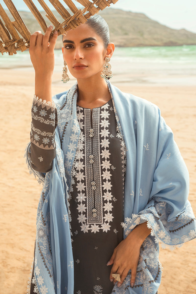 CERULEAN SERE-3PC SATIN PRINTED SUIT