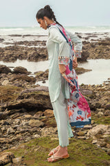 GARDENIA GLEAM-3PC SATIN PRINTED SUIT