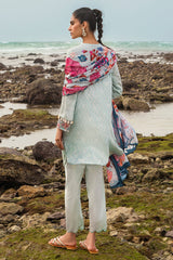 GARDENIA GLEAM-3PC SATIN PRINTED SUIT