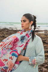 GARDENIA GLEAM-3PC SATIN PRINTED SUIT