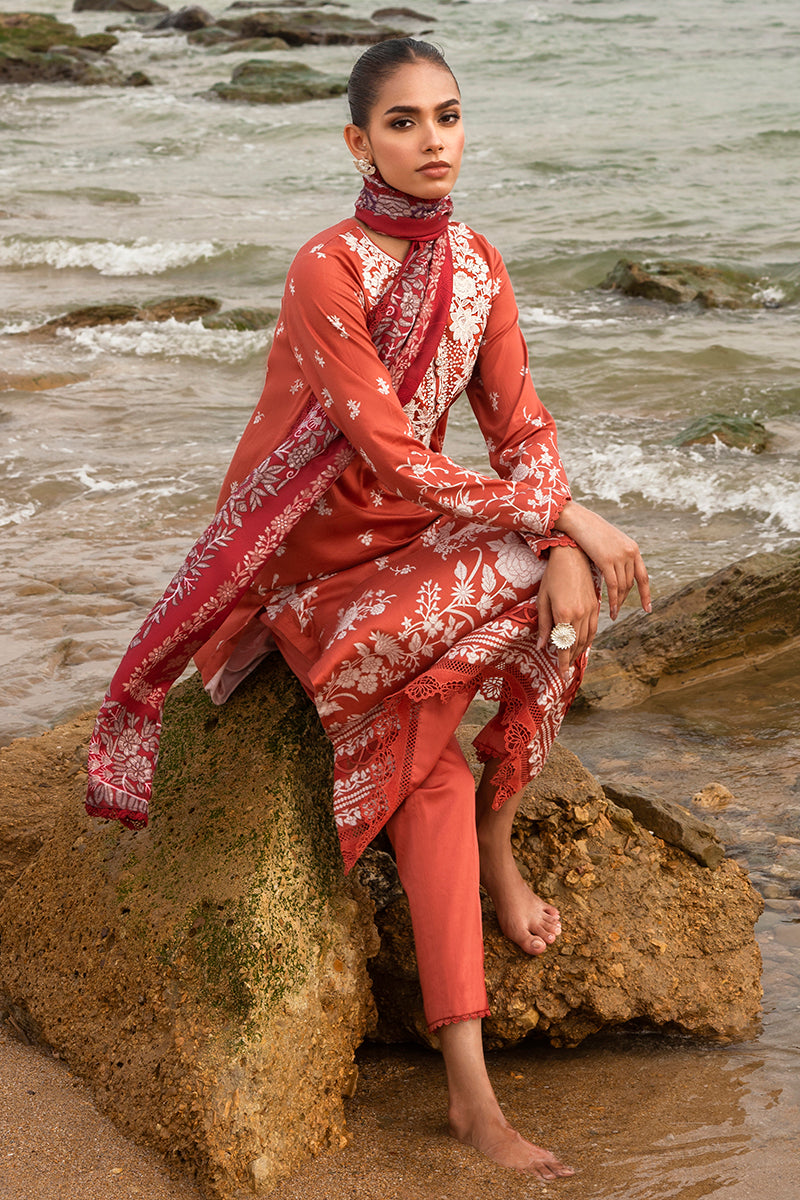 SAND STONE-3PC SATIN PRINTED SUIT
