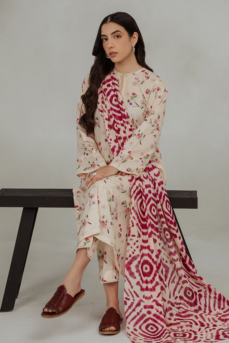 PASTEL FLORA-3 PIECE (SHIRT, TROUSER & DUPATTA)