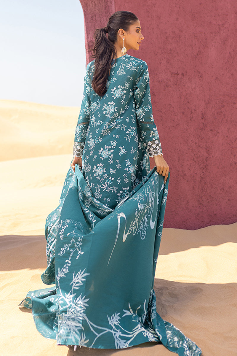 TEAL SERENITY-3 PIECE PRINTED LAWN SUIT
