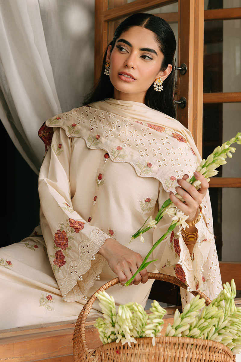 SUNSET ORCHARD-3PC EMBROIDERED CAMBRIC SUIT