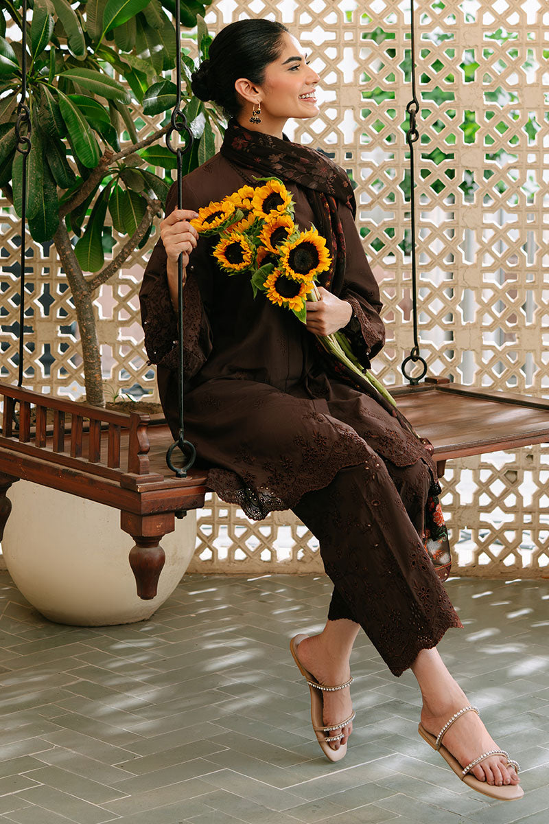 FLORET GLAM-3PC EMBROIDERED CAMBRIC SUIT