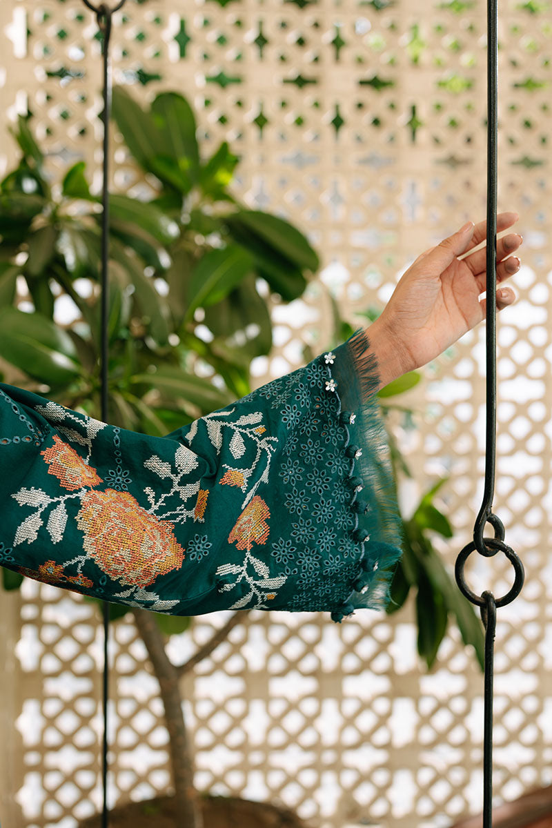 VIBRANT SPRUCE-3PC EMBROIDERED CAMBRIC SUIT