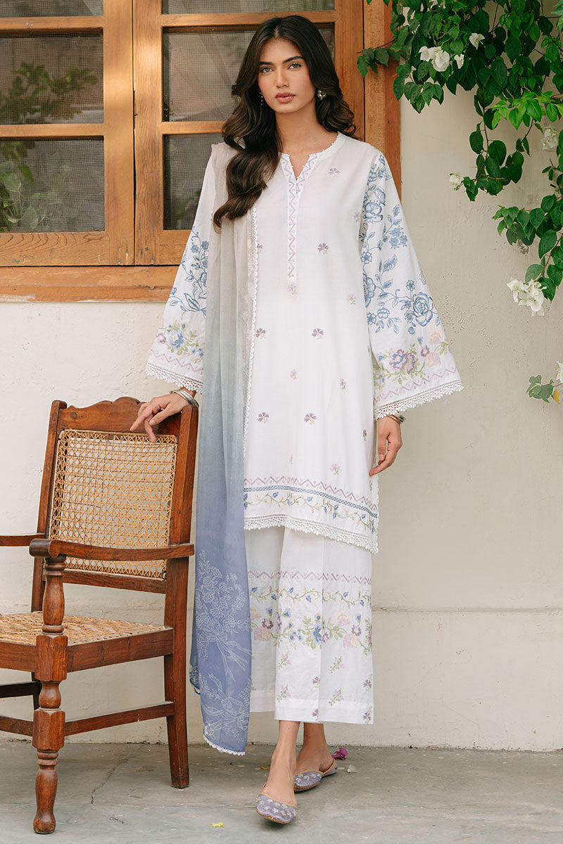 ORNATE GEM-3PC EMBROIDERED CAMBRIC SUIT