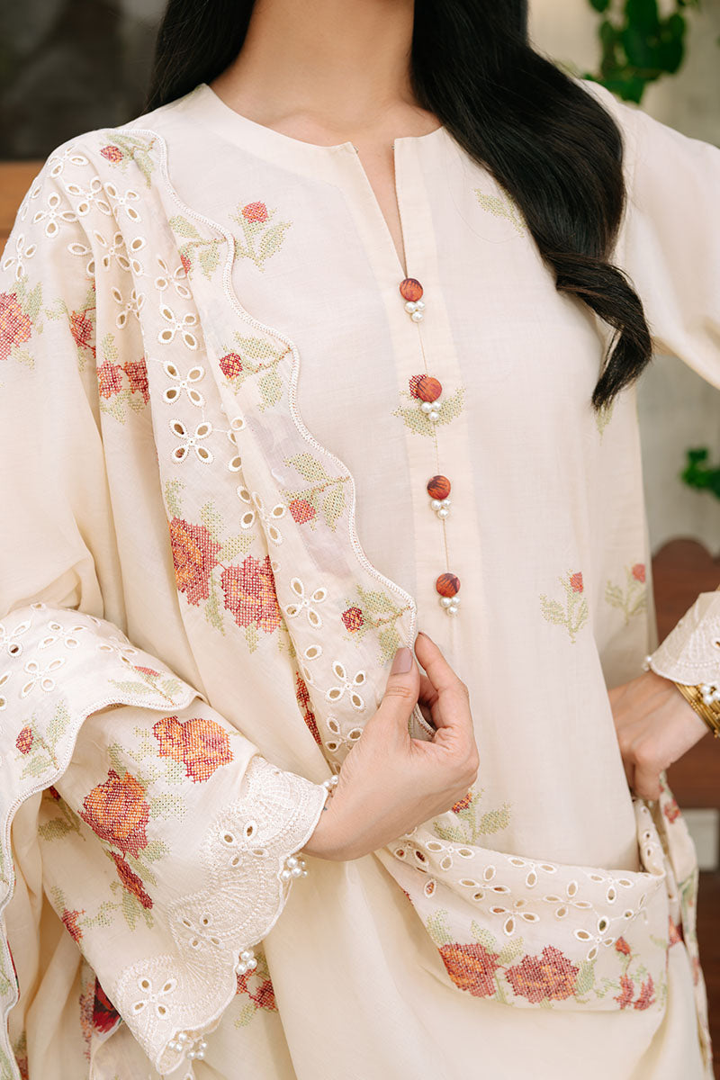 SUNSET ORCHARD-3PC EMBROIDERED CAMBRIC SUIT