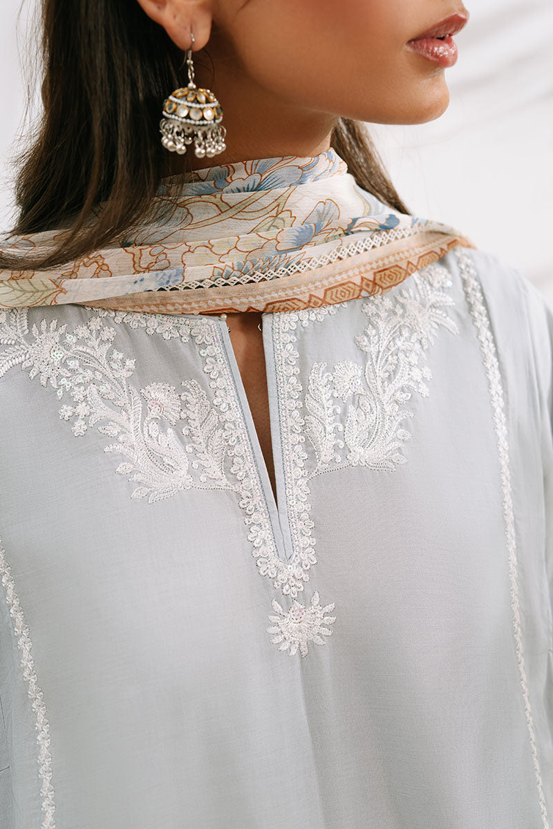 BLUE ILLUSION-3PC EMBROIDERED CAMBRIC SUIT