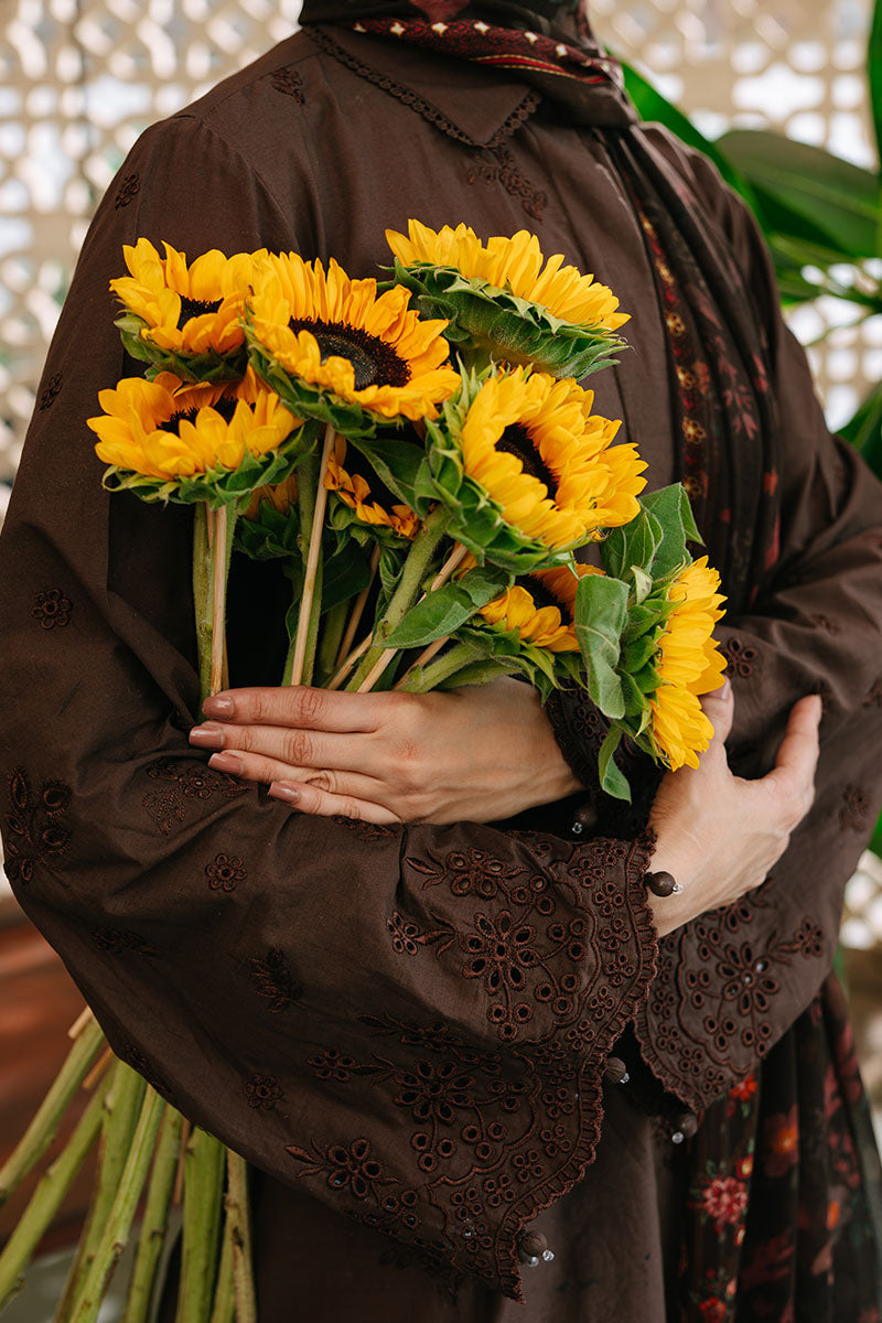 FLORET GLAM-3PC EMBROIDERED CAMBRIC SUIT