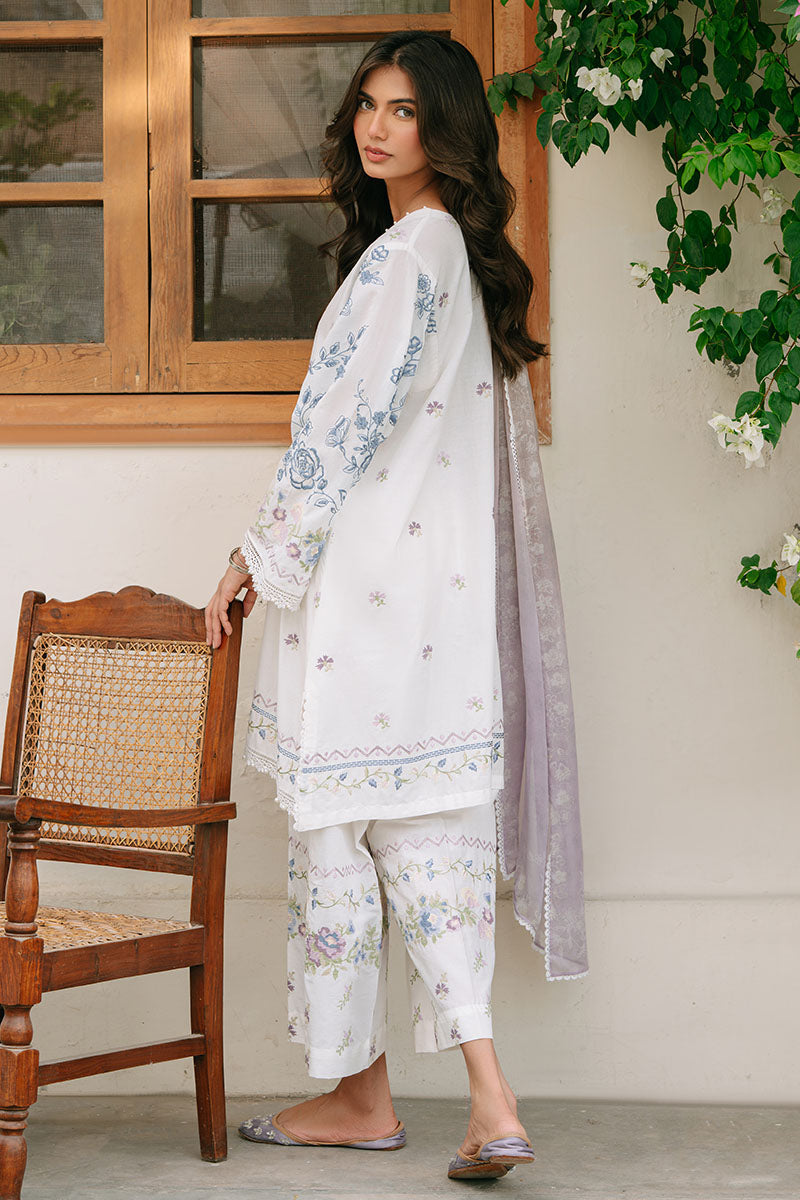 ORNATE GEM-3PC EMBROIDERED CAMBRIC SUIT