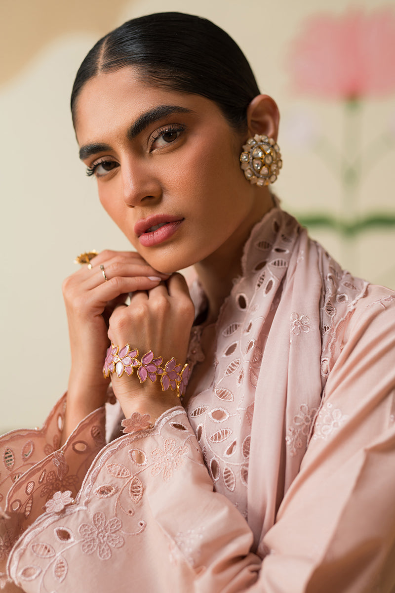 PALE MAUVE-3 PIECE CHIKANKARI SUIT