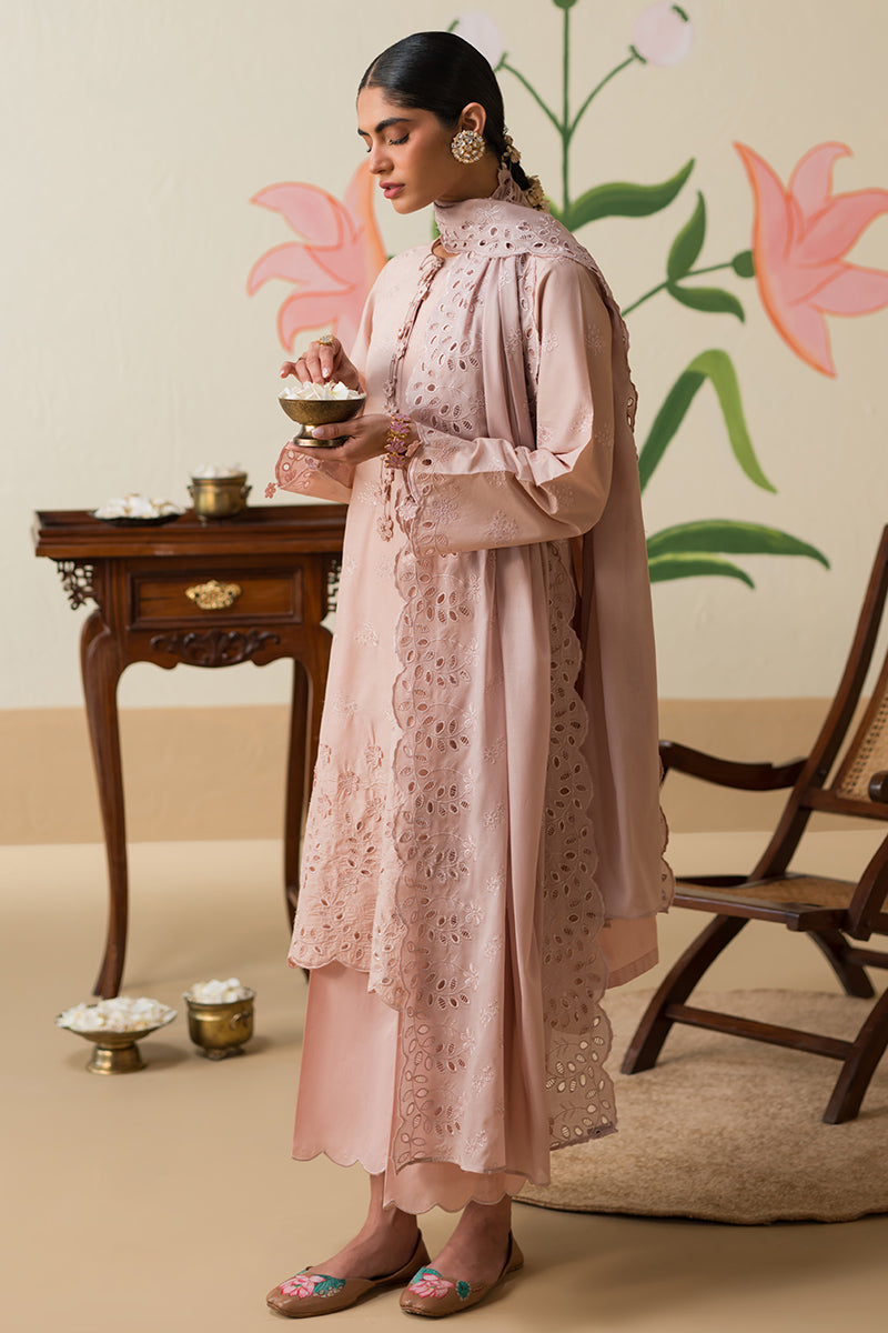 PALE MAUVE-3 PIECE CHIKANKARI SUIT