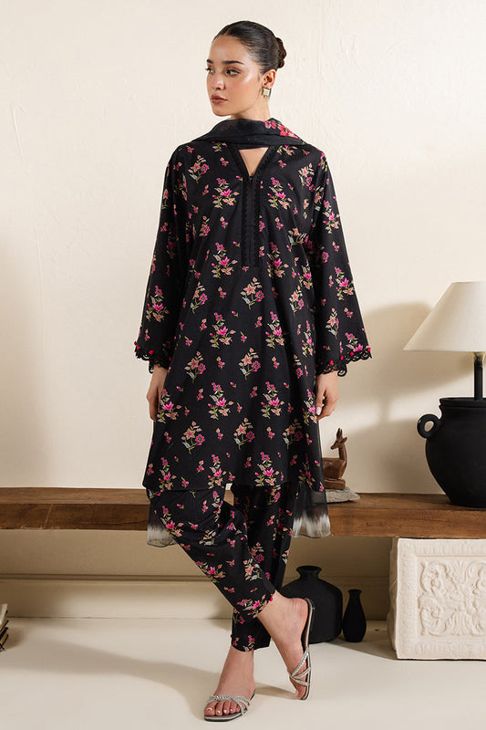 MIDNIGHT BLOOM-3 PC (SHIRT, TROUSER & DUPATTA)