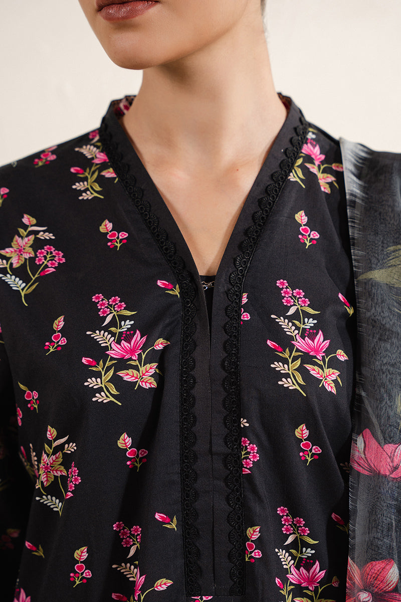 MIDNIGHT BLOOM-3 PC (SHIRT, TROUSER & DUPATTA)