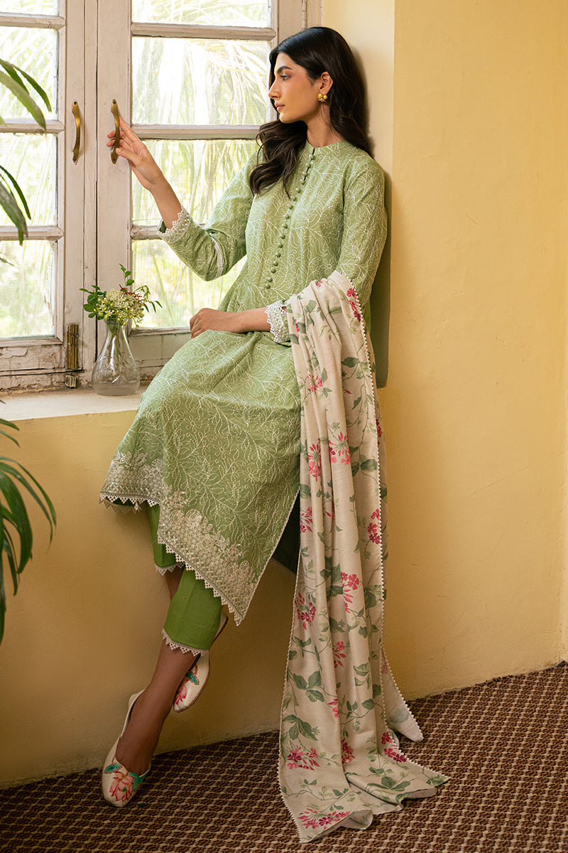 VERDANT GREEN-3 PIECE EMBROIDERED LAWN SUIT