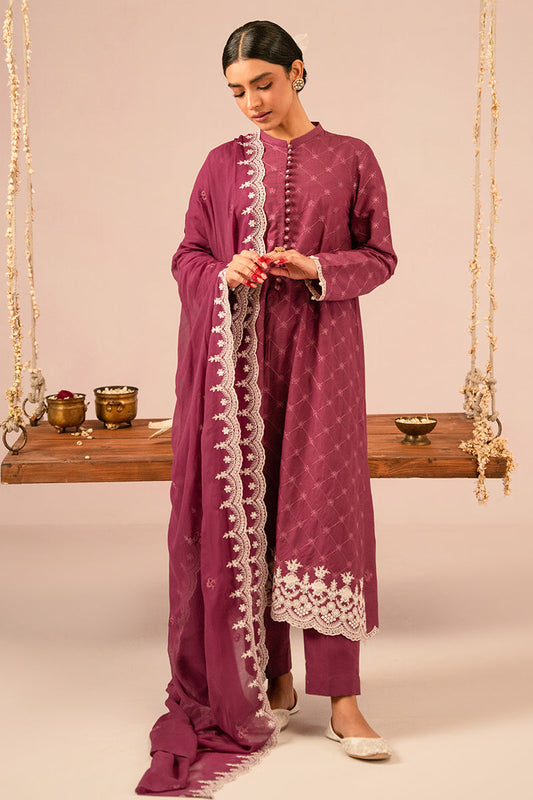 VIOLET QUARTZ-3 PIECE EMBROIDERED LAWN SUIT