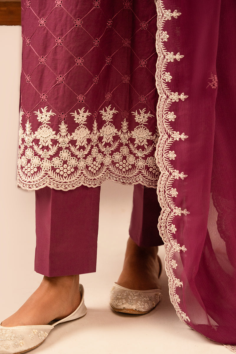 VIOLET QUARTZ-3 PIECE EMBROIDERED LAWN SUIT
