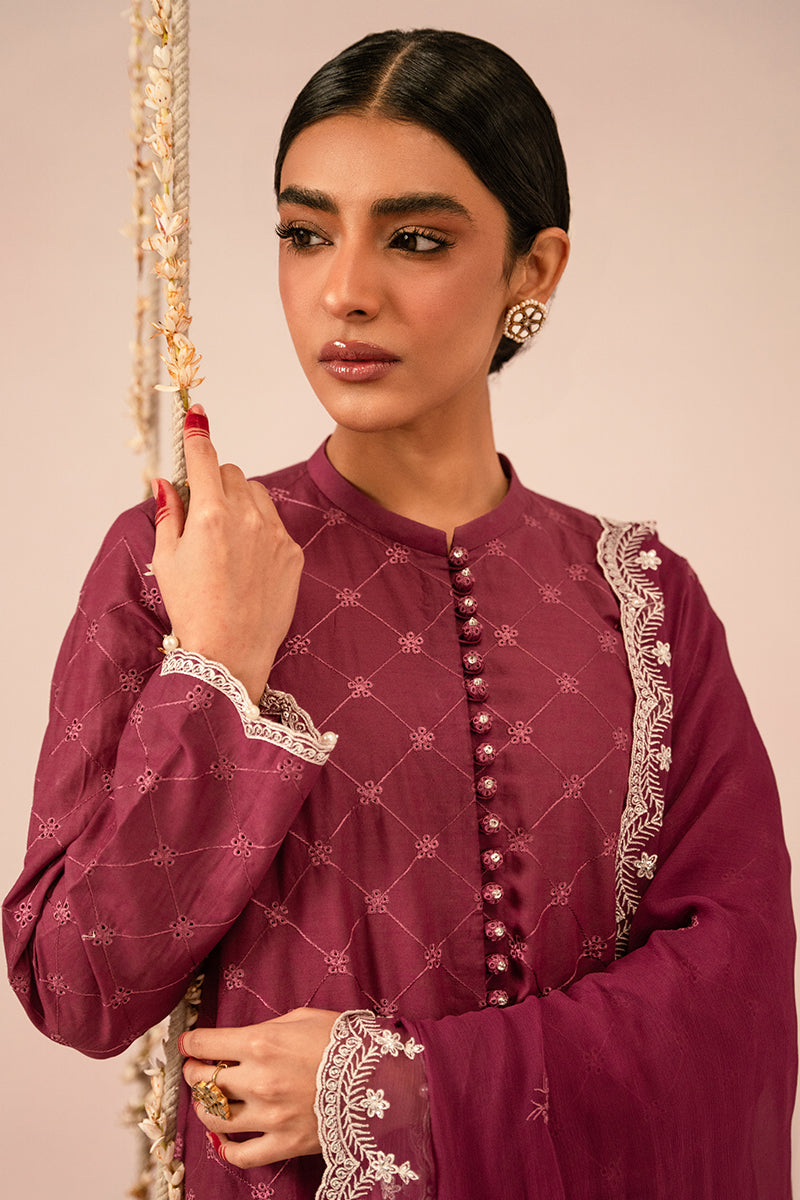 VIOLET QUARTZ-3 PIECE EMBROIDERED LAWN SUIT