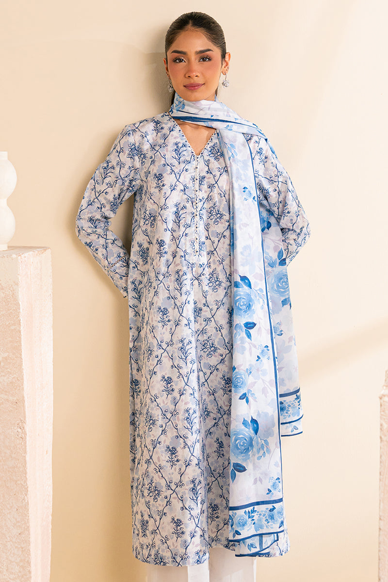AZURE ASH-3 PC PRINTED LAWN SUIT