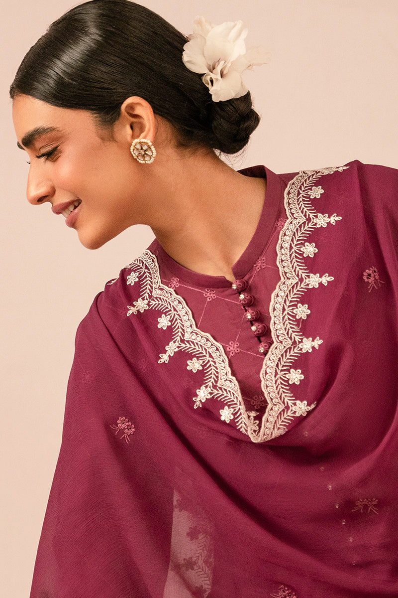 VIOLET QUARTZ-3 PIECE EMBROIDERED LAWN SUIT