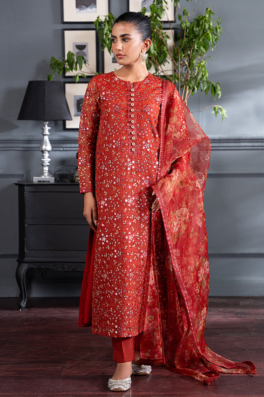 SCARLET BLOOM-2PC (SHIRT & DUPTTA)