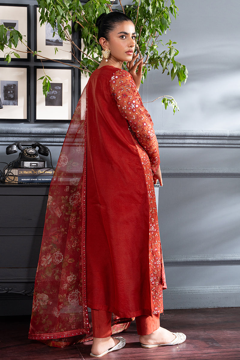 SCARLET BLOOM-2PC (SHIRT & DUPTTA)