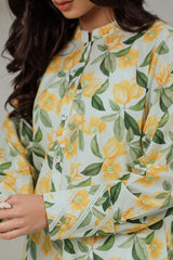 LEMON GLAZE LAWN PRINTED SHIRT
