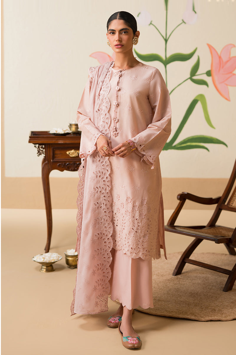 PALE MAUVE-3 PIECE CHIKANKARI SUIT