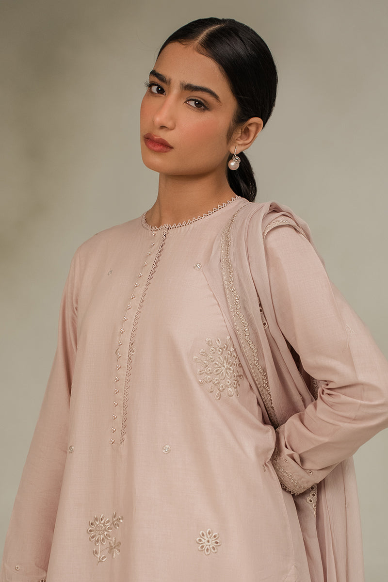 ECRU FAWN-2PC (SHIRT & DUPATTA)