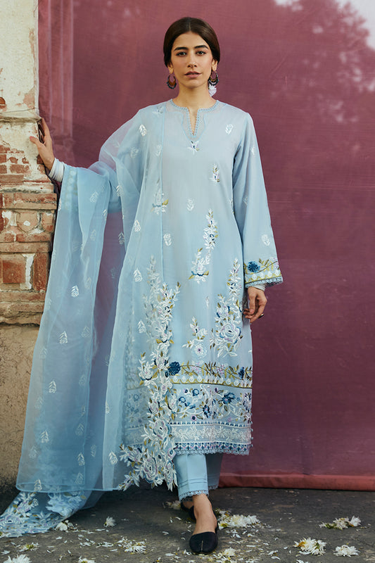 CERULEAN ORNATE STITCH 3PC: LAWN EMBROIDERED  SUIT